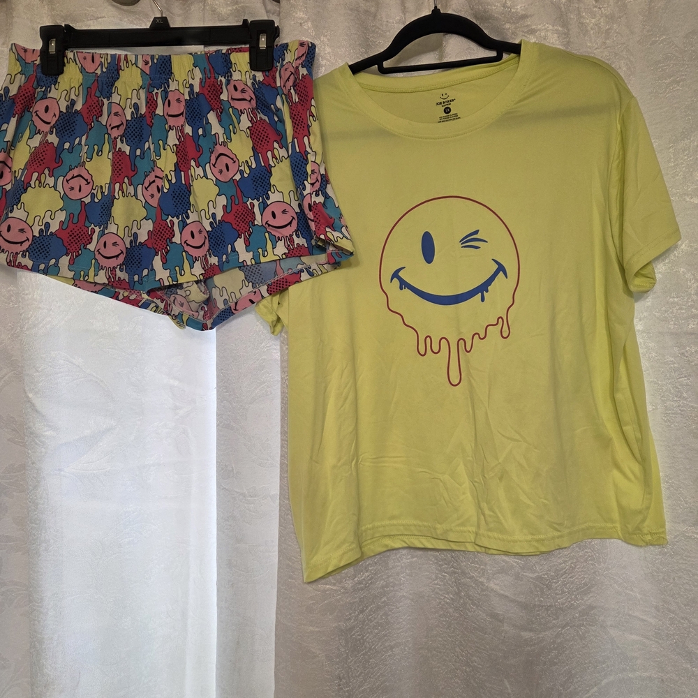 Joe Boxer Yellow Smiley Face Pajama Set